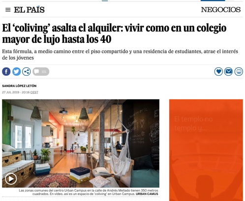 El País Article, Coliving at urban Campus