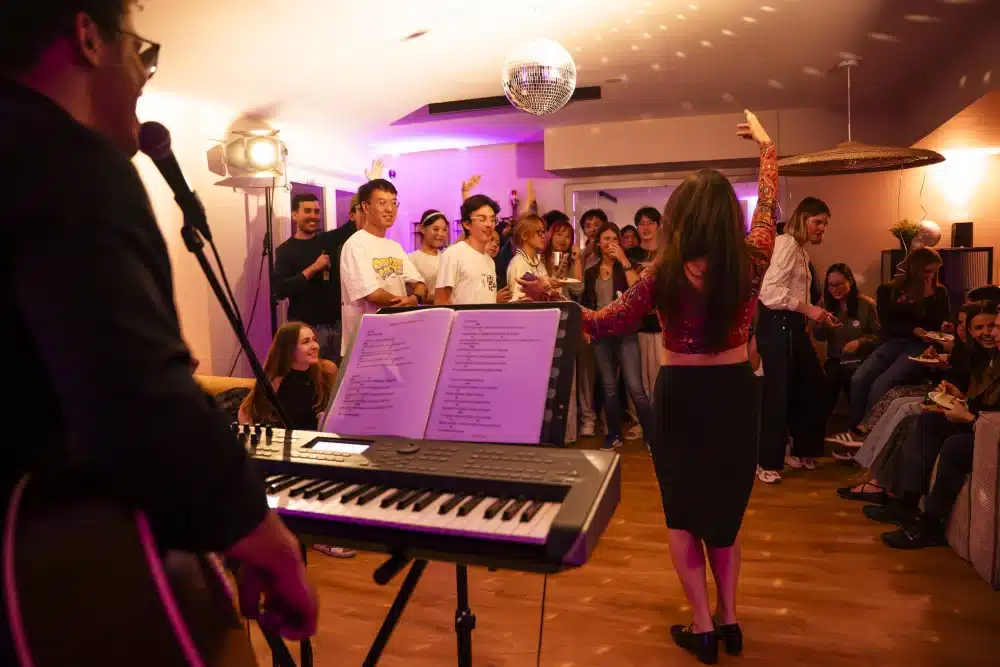Live music and dancing at an Urban Campus community party