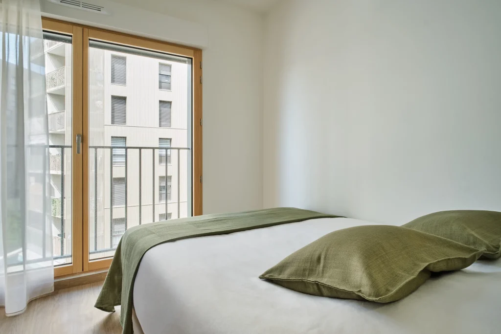Fully equipped studio room with balcony view at Urban Campus Confluences