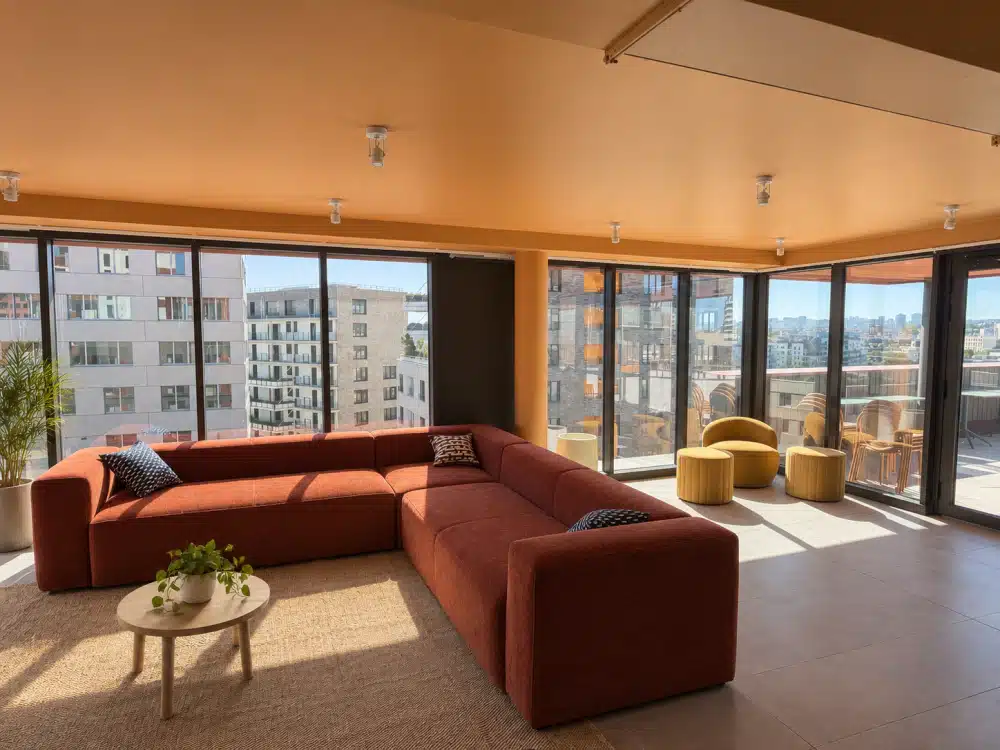 Shared lounge with city view at Urban Campus Confluences