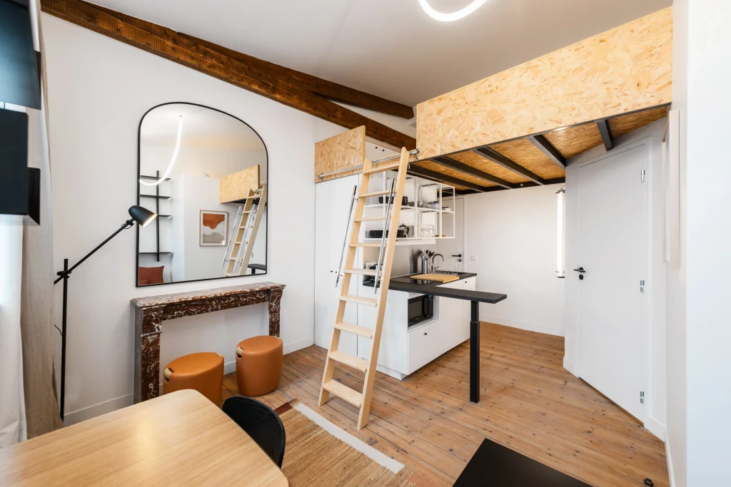 Studio with mezzanine and fireplace at Urban Campus Lille Saint So' Coliving