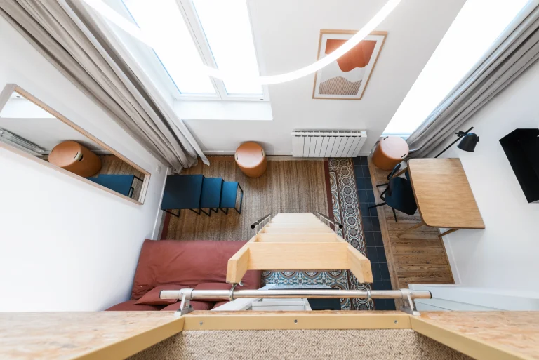 Elevated view of a studio mezzanine at Urban Campus Lille Saint So' Coliving
