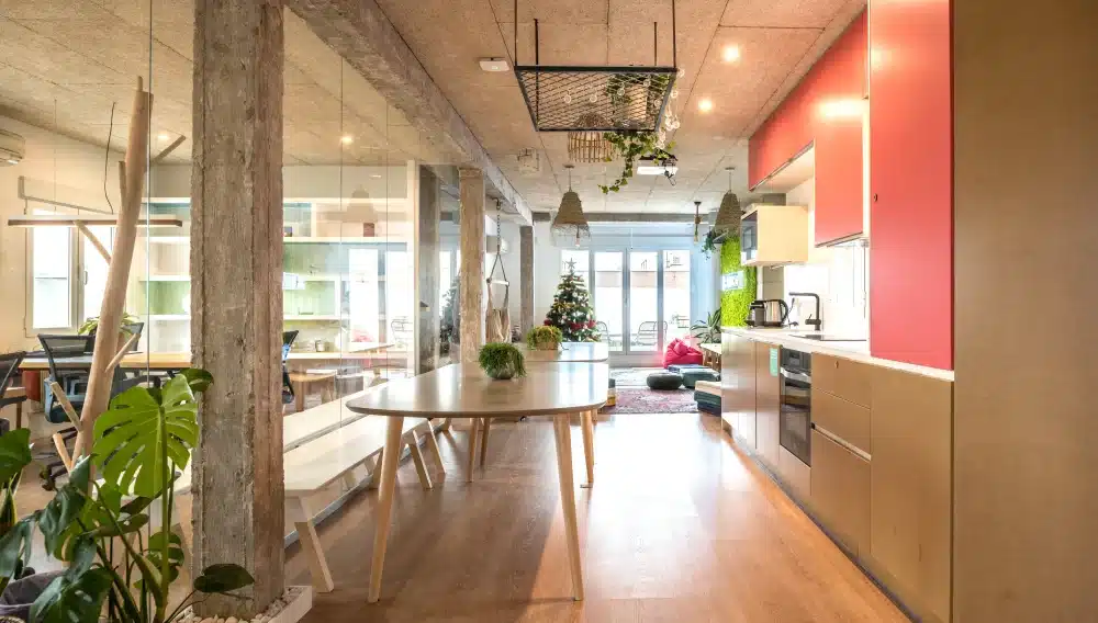 Shared kitchen at Urban Campus Mellado Madrid, communal living space