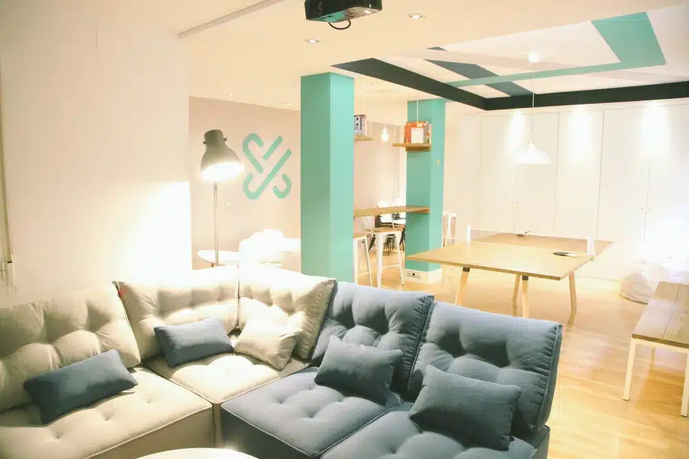Games room at Urban Campus Mellado Madrid, ping pong and lounge area