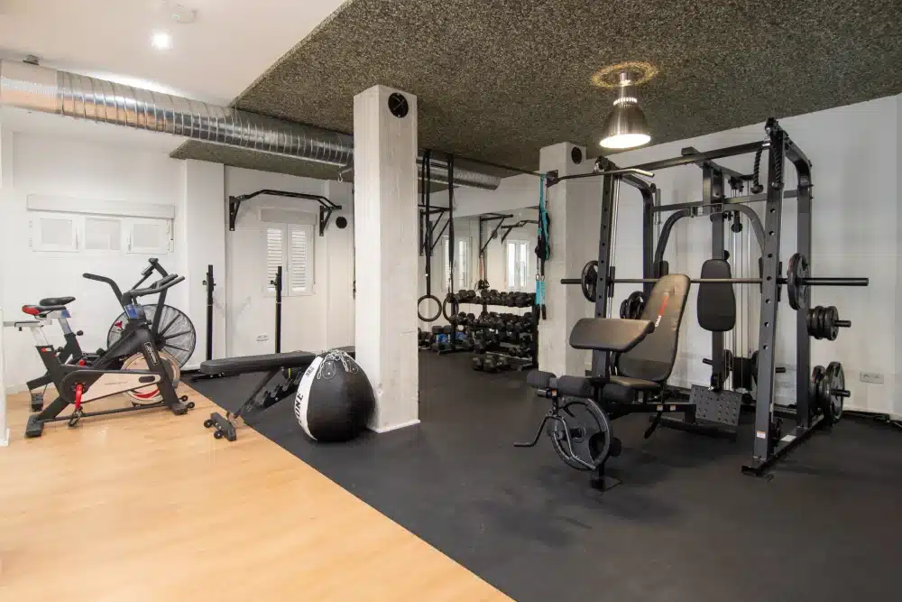 Fitness room at Urban Campus Mellado Madrid, full gym equipment
