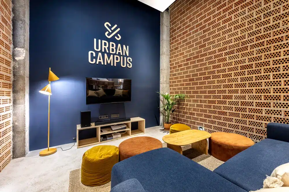 Cinema lounge at Urban Campus Casajara, Málaga coliving, TV and cozy seating