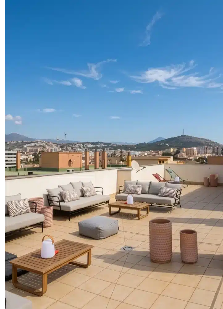 Rooftop chez Urban Campus, terrasse en hauteur avec vue dégagée